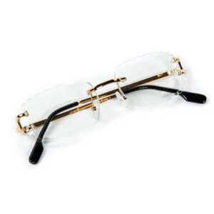 Chrome Hearts Diamond Cut Gold Frame Luxury Glasses