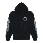 Chrome Hearts Horse Shoe Floral Hoodie Black Front