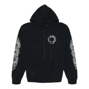 Chrome Hearts Horse Shoe Floral Hoodie Black Front