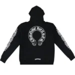Chrome Hearts Horseshoe Floral Cross Sleeve Embroidered Hood Zip Up Hoodie Black