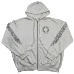 Chrome Hearts Horseshoe Floral Zip Up Hoodie White