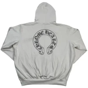 Chrome Hearts Horseshoe Floral Zip Up Hoodie White