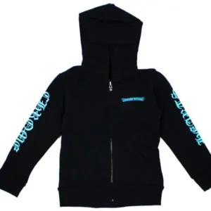 Chrome Hearts Kids Blue Scroll Zip Up Hoodie Black/Blue