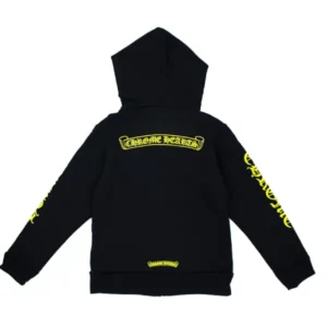 Chrome Hearts Kids Scroll Logo Hoodie Black/Yellow