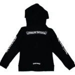 Chrome Hearts Kids Scroll Logo Zip Up Hoodie Black/White