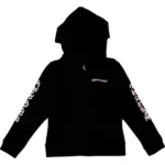 Chrome Hearts Kids Scroll Logo Zip Up Hoodie Black/White