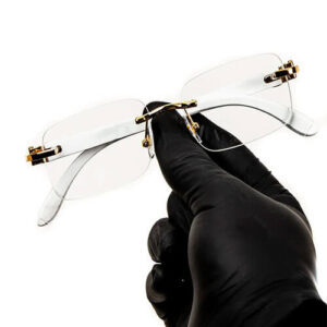 Chrome Hearts Men’s Gold & White Woodgrain Square Glasses