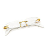 Chrome Hearts Men’s Gold & White Woodgrain Square Glasses