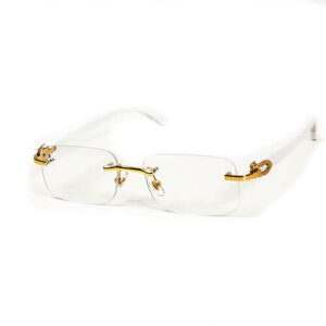Chrome Hearts Men’s Gold & White Woodgrain Square Glasses