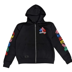 Chrome Hearts Multi Color Cross Cemetery Zip Up Hoodie Black