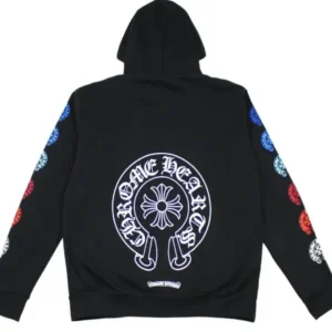 Fit: Relaxed / True to size Material: 100% Heavyweight Cotton Color: Pink Details: Red Chrome Hearts logo print, ribbed cuffs and hem, kangaroo pocket, and adjustable drawstring hood