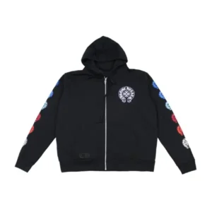Chrome Hearts Multi color Horseshoe Logo Zip Up Hoodie Black Front