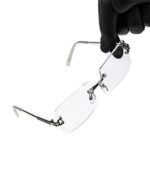 Chrome Hearts Rectangle Silver Frame Retro Hip Hop Clear Lens
