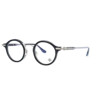 Chrome Hearts Round Black Frame Bra-Gile Glasses