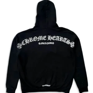 Chrome Hearts T Logo FU Shoulder Zip Up Hoodie Black