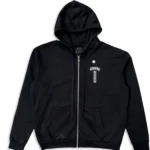 Chrome Hearts T Logo FU Shoulder Zip Up Hoodie Black