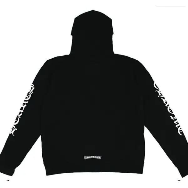 Chrome Hearts Vertical Logo FU Hood Hoodie Black_White Back Chrome Hearts Vertical Logo FU Hood Hoodie Black/White