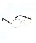 Chrome Hearts Woodgrain Gold Round Eyewear Glasses