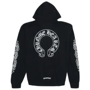 Chrome Hearts Horse Shoe Floral Hoodie Black Back