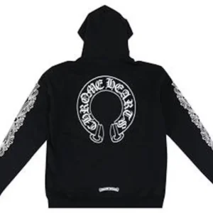 Chrome Hearts Horseshoe Floral Cross Sleeve Zip Up Hoodie