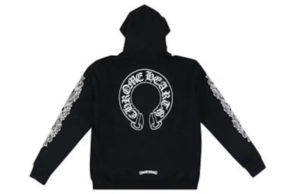 Chrome Hearts Horseshoe Floral Cross Sleeve Zip Up Hoodie